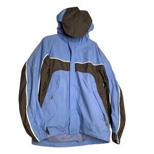 REI Youth 8/10 Blue Gray Full Zip Hooded Windbreaker Rain Jacket